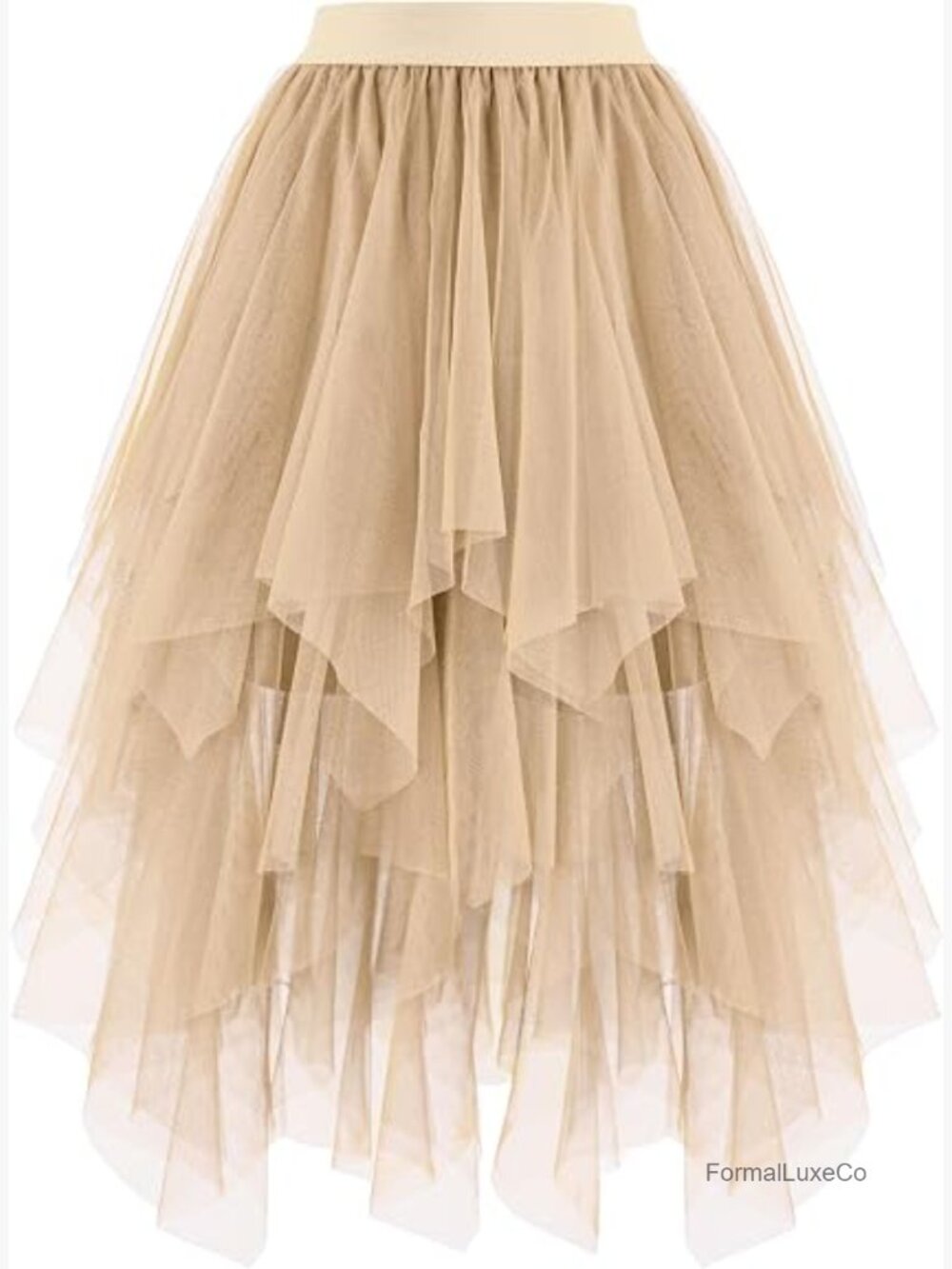 High Low Layered Tulle Tutu Skirt Midi Length Irregular Fairy Skirt